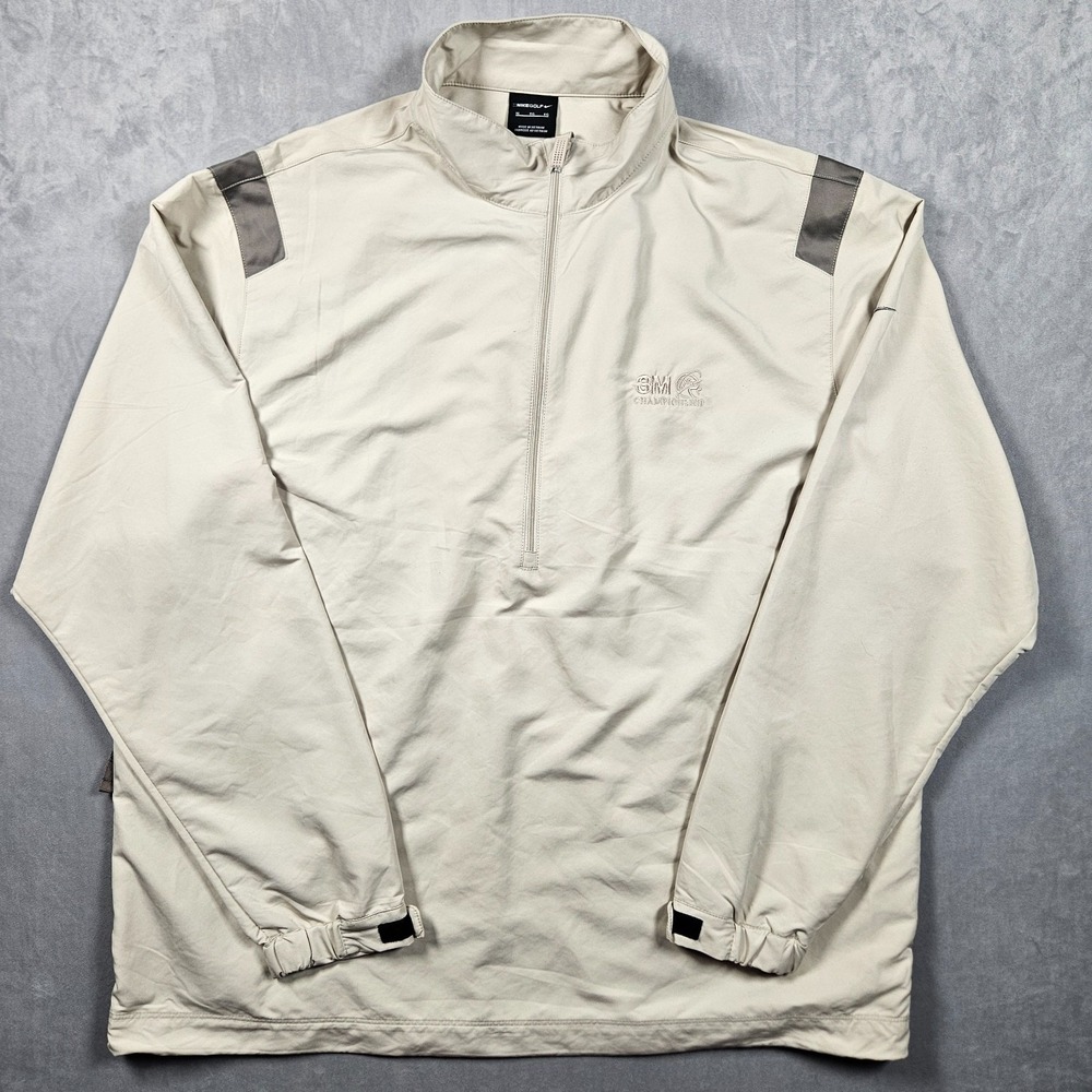 Nike Golf Jacket Mens XL Tan 1/2 Zip 3M Open Championship Logo Windbreaker